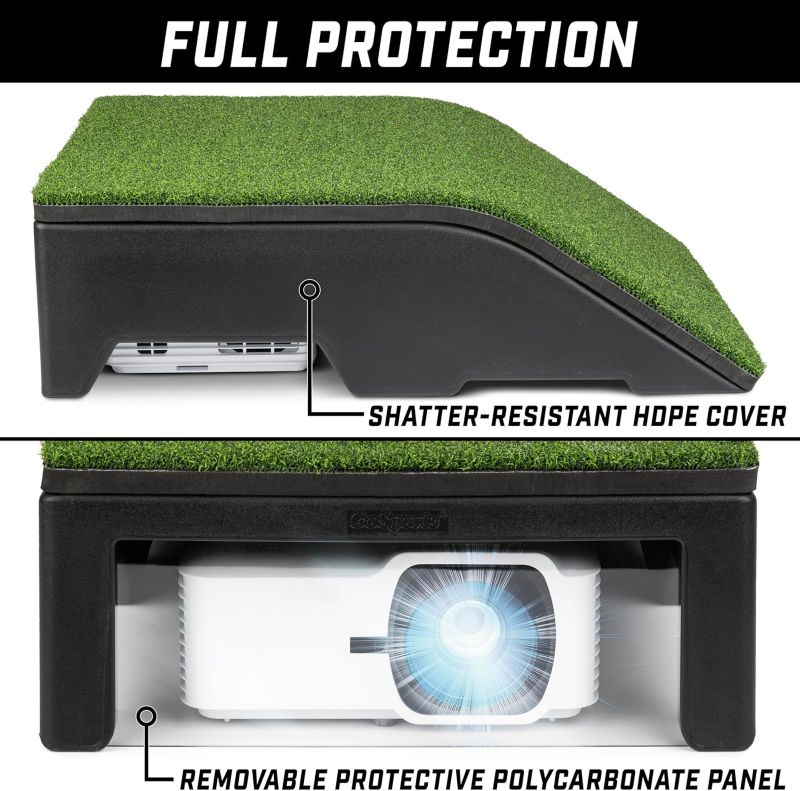 GoSports Golf Simulator Projector Cover with Turf - Floor Mounted Enclosure for LED Projectors