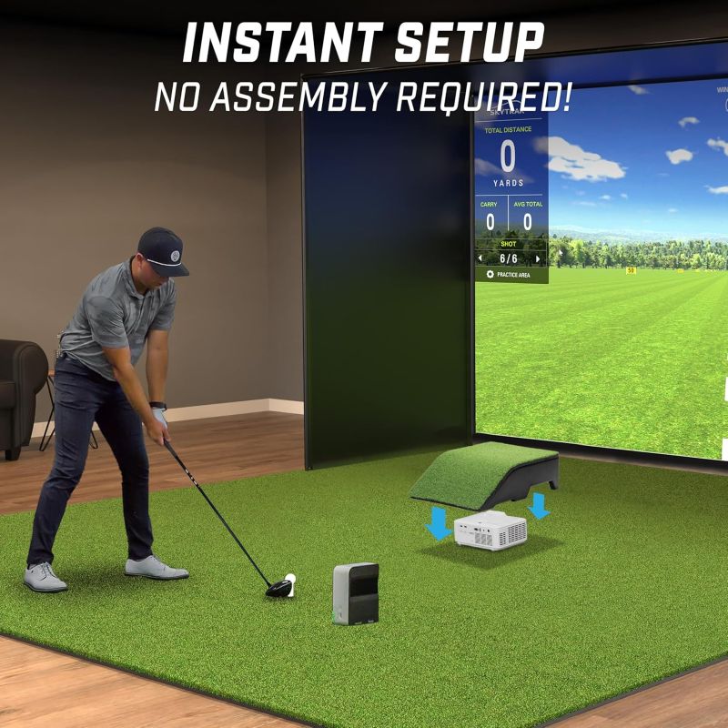 GoSports Golf Simulator Projector Cover with Turf - Floor Mounted Enclosure for LED Projectors