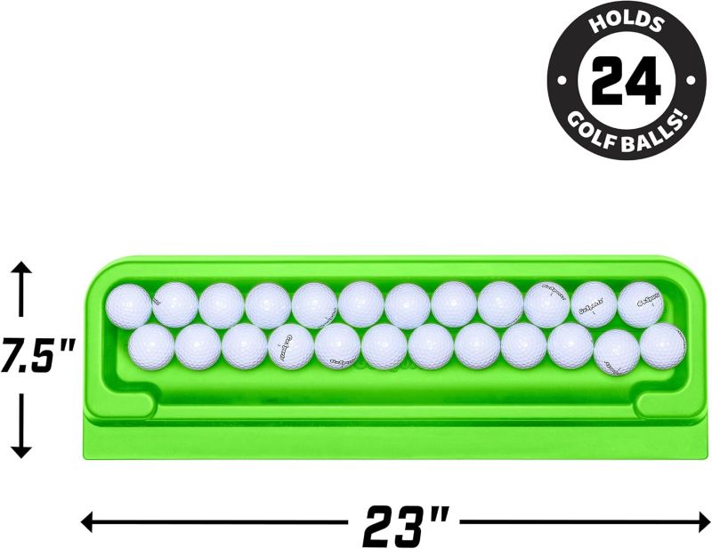 GoSports All-Weather Golf Ball Tray with 24 Ball Capacity - Green - Compatible with All Hitting Mats