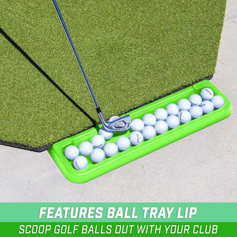 GoSports All-Weather Golf Ball Tray with 24 Ball Capacity - Green - Compatible with All Hitting Mats