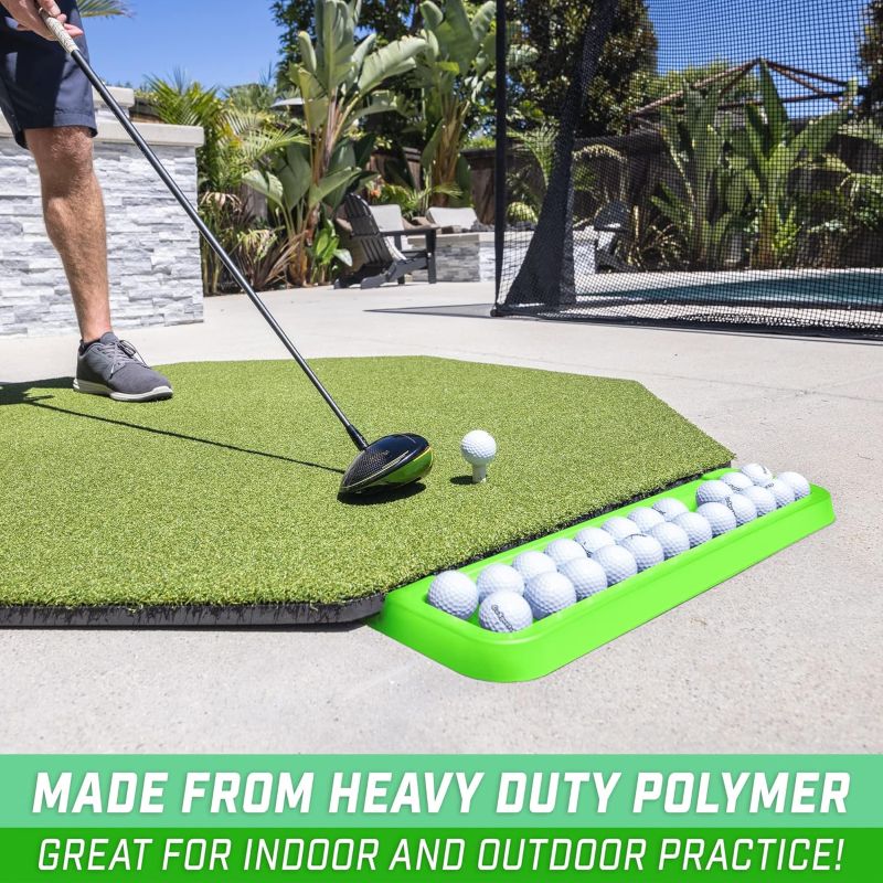 GoSports All-Weather Golf Ball Tray with 24 Ball Capacity - Green - Compatible with All Hitting Mats