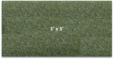 Golf practice mat with grass texture, dimensions '3' x '5'