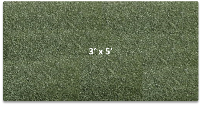 Golf practice mat with grass texture, dimensions '3' x '5'