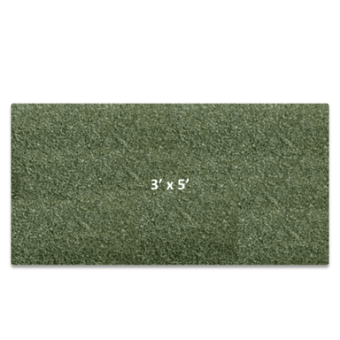 Rectangular hitting mat with dimensions '3' x 5' on a white background