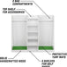 White golf bag storage cabinet with labeled compartments on a white background