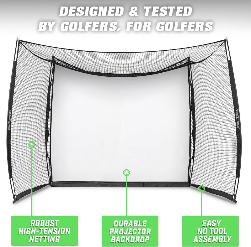 Golf practice net andb cage with white background for projection