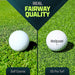 Two golf balls on grass with 'CoSports' branding, labeled 'Golf Course' and 'GS Pro Turf'.