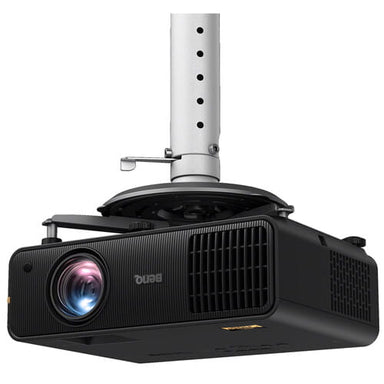 Black BenQ AH30ST projector with ceiling mount on a white background