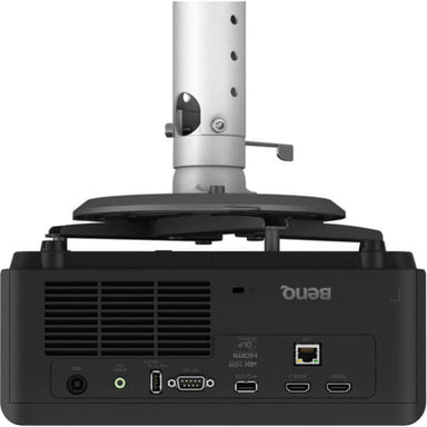 BenQ LH830ST projector from behind on white background showing inputs
