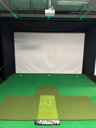 Pure Flight Hitting Mat shown in a golf simulator room