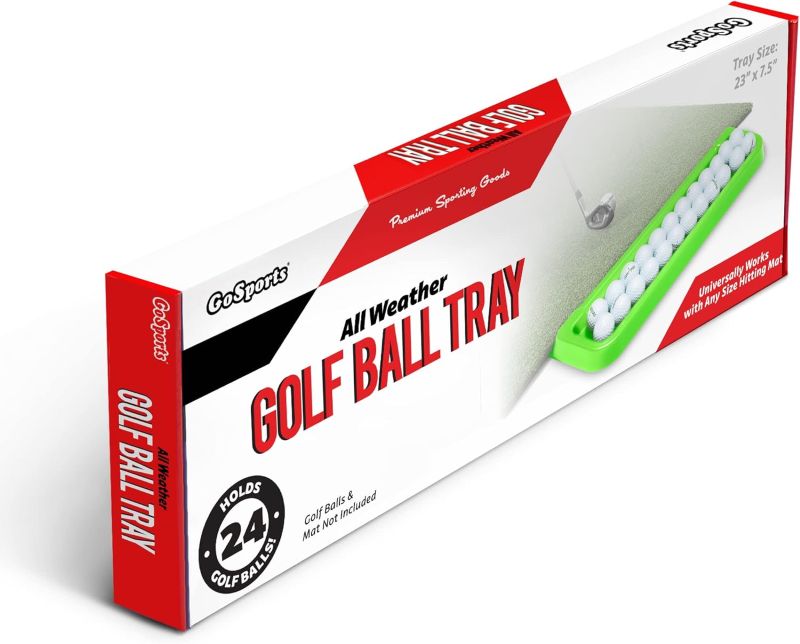 GoSports All-Weather Golf Ball Tray with 24 Ball Capacity - Green - Compatible with All Hitting Mats