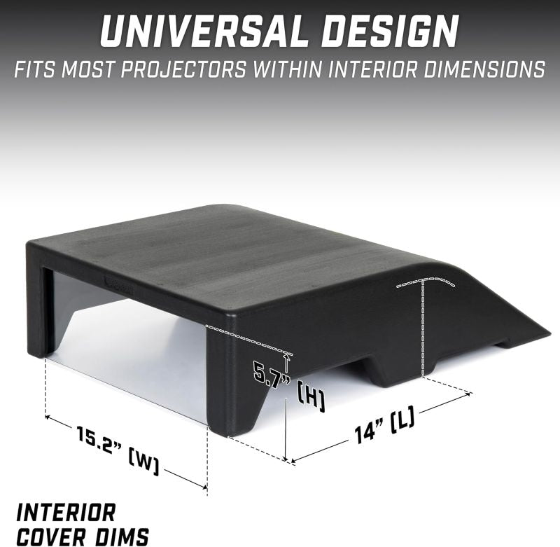 GoSports Golf Simulator Projector Cover - Floor Mounted Enclosure measurements on white background
