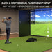 GoSports Golf Simulator Projector Cover - Floor Mounted Enclosure on turn in a simulator room