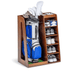 GoSports Premium Wooden Golf Bag Organizer and Storage Rack - Brown Finish on white background
