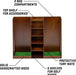 GoSports Premium Wooden Golf Bag Organizer and Storage Rack - Brown Finish with listed features on white background
