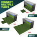 Golf practice mat system with dimensions and buying options on a white background