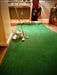 Indoor putting green with golf ball and club