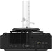 Back view of the LU895UST projector with connectivity ports on a white background attached to ceiling mount