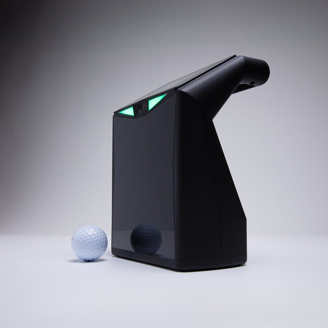 LaunchBox by Trugolf side view on a white background with golfball