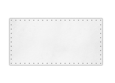 Rectangular white screen with silver studs on a white background