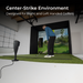 RSG ONE Golf simulator setup with a person practicing their swing on a screen.