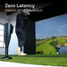 RSG One with golfer and text highlighting 'Zero Latency Instant Shot Feedback' text above.