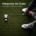 RSG Pro with golfclub  and text specifying that all clubs are measured