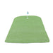 Green golf practice mat on grass with a flag
