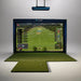 Apogee Golf simulator setup with screen displaying a golf course and TruGolf branding.