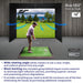 Golf simulator setup with a screen displaying a golf course, featuring a wide viewing angle and USF certification.