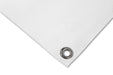 White screen fabric with a metal grommet on a white background