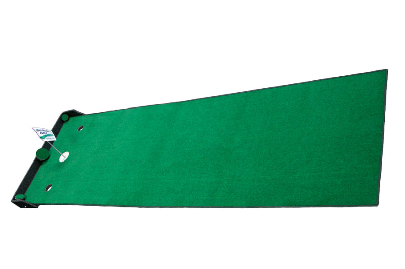 Green golf practice mat on a white background