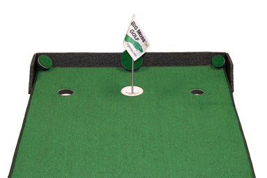 golf putting green with flag and holes on a white background