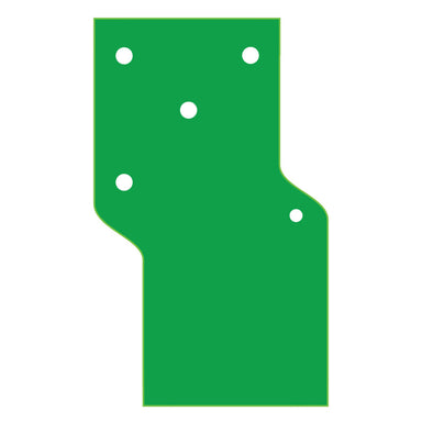 Green diagram of putting green with 5 cups and a white background